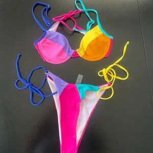 SHEIN Colorful Bikini Set - Pink, Purple, Yellow, Blue